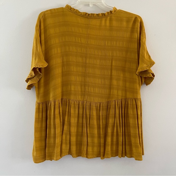 Gold/Mustard baby doll ruffle sleeve blouse empire cut flowy lightweight XL - Picture 2 of 7